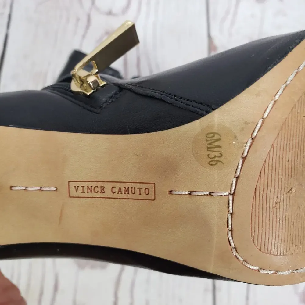 Vince Camuto Valentina Women's Black Leather Ankle Boots Size 6M